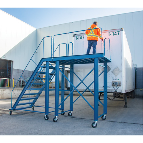 Snow Ladder, Steel, 10 Steps, 99" H, 85-1/2" D, 48" Step, Serrated Rock Safety Industrial Ltd