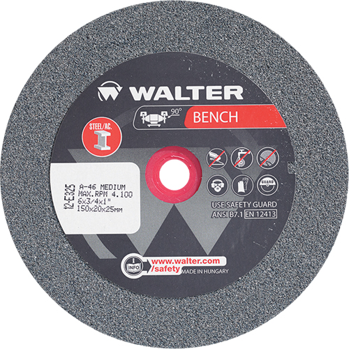 Meules pour rectifieuses d'&eacute;tabli, 6" x 3/4", Arbre de 1", 1 Rock Safety Industrial Ltd
