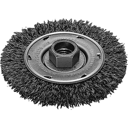 Disque m&eacute;tallique &agrave; fils torsad&eacute;s, Dia. 4", Fils 0,02", Arbre 5/8"-11, Acier inoxydable Rock Safety Industrial Ltd