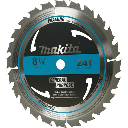 Lame de scie circulaire pour charpente &agrave; pointes au carbure, 8-1/4", 24 dents, Pour Bois Rock Safety Industrial Ltd