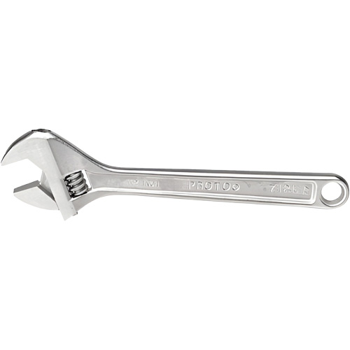 Adjustable Wrench, 12-1/8" L, 1-19/32" Max Width, Chrome Rock Safety Industrial Ltd