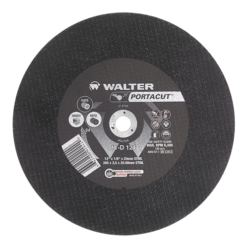 Portacut High Speed Cut-Off Wheel, 12" x 1/8", 1" Arbor, Type 1, Silicon Carbide, 6300 RPM Rock Safety Industrial Ltd
