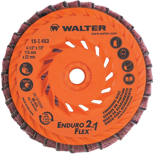 Meule &agrave; lamelles Enduro-Flex 2-in-1, 4-1/2" x 5/8"-11, Grain 80, C&eacute;ramique Rock Safety Industrial Ltd