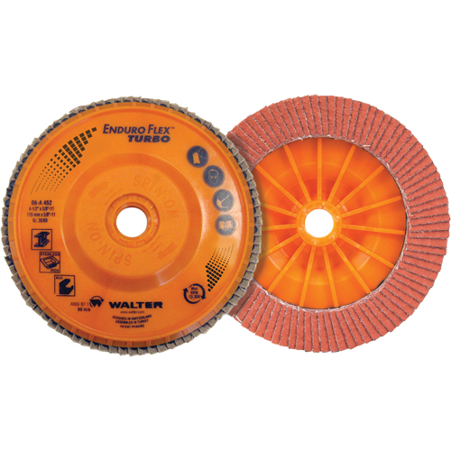 Enduro-Flex Turbo Flap Disc, 4-1/2" x 5/8"-11, Type 27S, 36/60 Grit, Ceramic Rock Safety Industrial Ltd