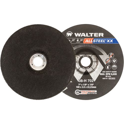 Allsteel XX Depressed Centre Grinding Wheels, 7" x 1/8", 7/8" Arbor, Type 27 Rock Safety Industrial Ltd