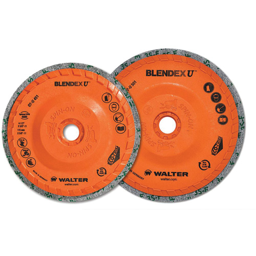 Brosse coupe de finition Blendex U, 4-1/2" dia., Grain Fin, Carbure de silicium Rock Safety Industrial Ltd