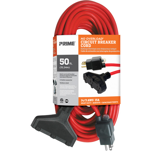 Cordon rallonge en vinyle, Ext&eacute;rieur, SJTW, AWG 14/3, 15 A, 3 prise(s), 50' Rock Safety Industrial Ltd