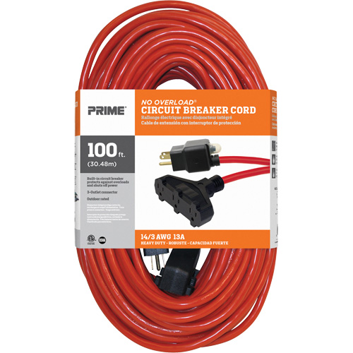 Cordon rallonge en vinyle, Ext&eacute;rieur, SJTW, AWG 14/3, 13 A, 3 prise(s), 100' Rock Safety Industrial Ltd