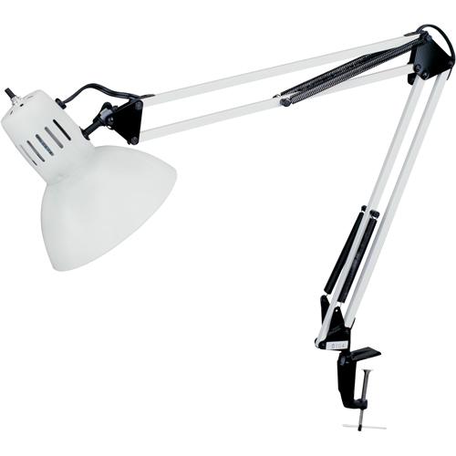 Lampes de bureau &agrave; pince - Bras flexible, 100 W, Incandescente, Pinces serre-joints, Col 36", Blanc Rock Safety Industrial Ltd