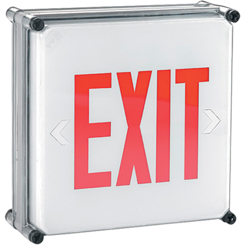 Aqua NEMA 4x Exit Signs, LED, Hardwired, 11-3/4" L x 11-3/4" W, English Rock Safety Industrial Ltd