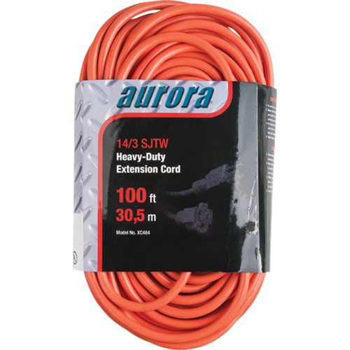 Vinyl Extension Cord, Outdoor, SJTW, 14/3 AWG, 13 A, 100' Rock Safety Industrial Ltd