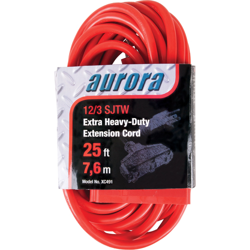 Vinyl Extension Cord, Outdoor, SJTW, 12/3 AWG, 15 A, 3 Outlet(s), 25' Rock Safety Industrial Ltd