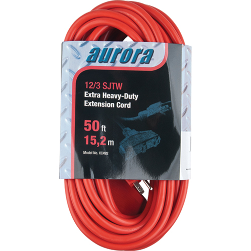Vinyl Extension Cord, Outdoor, SJTW, 12/3 AWG, 15 A, 3 Outlet(s), 50' Rock Safety Industrial Ltd
