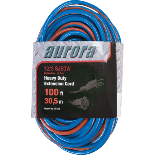 TPE-Rubber Extension Cord With Light Indicator, All-Weather, SJEOW, 12/3 AWG, 15 A, 100' Rock Safety Industrial Ltd