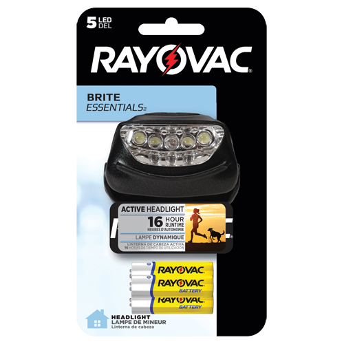 Lampe frontale Brite Essentials, DEL, 14 lumens, 16 hres de fonctionnement, piles AAA Rock Safety Industrial Ltd