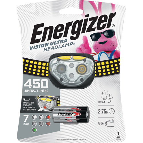 Lampe frontale industrielle Vision Ultra, DEL, 450 lumens, 2 hres de fonctionnement, piles AAA Rock Safety Industrial Ltd