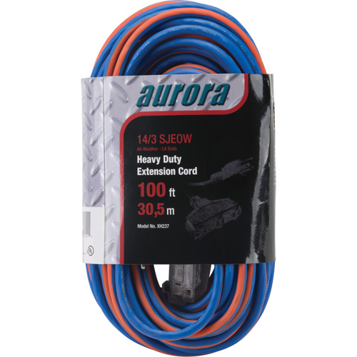 TPE-Rubber Extension Cord with Light Indicator, All-Weather, SJEOW, 14/3 AWG, 13 A, 3 Outlet(s), 100' Rock Safety Industrial Ltd