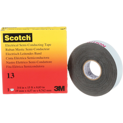 Scotch&reg; Electrical Semi-Conducting Tape, 19 mm (3/4") x 4.6 m (15'), Black, 30 mils Rock Safety Industrial Ltd