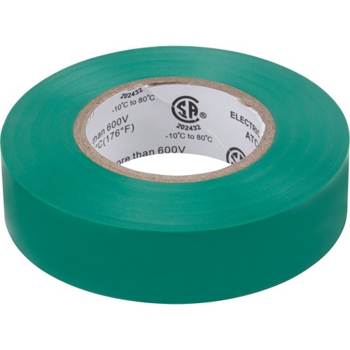 Ruban isolant, 19 mm (3/4") x 18 m (60'), Vert, 7 mils Rock Safety Industrial Ltd
