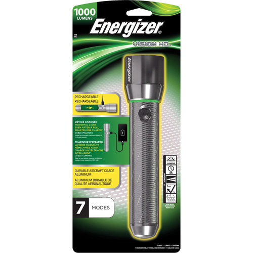 Lampe de poche Vision HD Focus, DEL, 1000 lumens, Piles Rechargeable Rock Safety Industrial Ltd