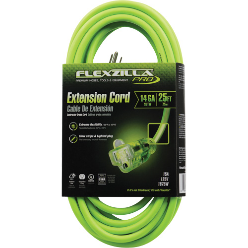 Flexzilla&reg; Pro Industrial Extension Cord, All-Weather, SJTW, 14/3 AWG, 15 A, 25' Rock Safety Industrial Ltd