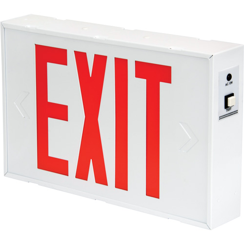 Exit Sign, LED, Battery Operated/Hardwired, 12-1/5" L x 7-1/2" W, English Rock Safety Industrial Ltd