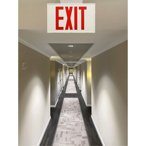 Exit Sign, LED, Battery Operated/Hardwired, 12-1/5" L x 7-1/2" W, English Rock Safety Industrial Ltd