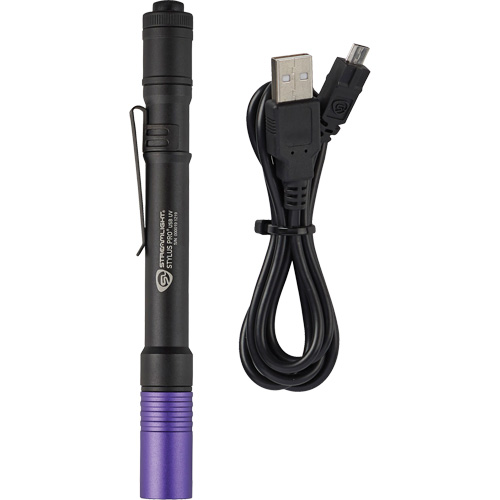 Lampe stylo UV avec port de recharge micro USB Stylus Pro, DEL, Piles Rechargeable Rock Safety Industrial Ltd