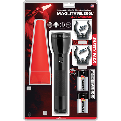 Safety Flashlight Pack, LED, 487 Lumens, D Batteries Rock Safety Industrial Ltd