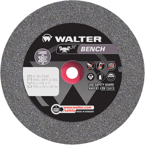 Bench Grinding Wheel, 6" x 3/4", 1" Arbor, 1 Rock Safety Industrial Ltd