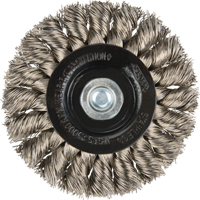 Brosses rotatives &agrave; fils nou&eacute;s - Brosse rotative &agrave; fils nou&eacute;s a/queue 1/4", Fils nou&eacute;s standards, Dia. 3", Fils 0,014", Acier inoxydable Rock Safety Industrial Ltd