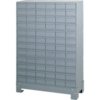 Casiers &agrave; tiroirs industriels avec base, 72 tiroirs, 34-1/8" la x 12-1/4" p x 48-1/8" h, Gris Rock Safety Industrial Ltd