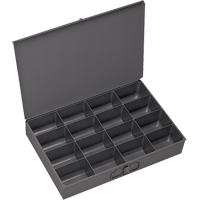 Compartment Scoop Boxes, Steel, 16 Slots, 13-3/8" W x 9-1/4" D x 2" H, Grey Rock Safety Industrial Ltd