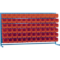 Louvered Rack with Bins, 72 Bins, 72" W x 15" D x 40" H Rock Safety Industrial Ltd