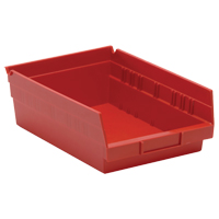Bacs de rangement pour tablettes, 8-3/8" la x 4" H x 11-5/8" p, Rouge, Capacit&eacute; 30 lb Rock Safety Industrial Ltd