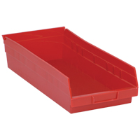 Bacs de rangement pour tablettes, 8-3/8" la x 4" H x 17-7/8" p, Rouge, Capacit&eacute; 40 lb Rock Safety Industrial Ltd