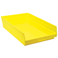 Bacs de rangement pour tablettes, 11-1/8" la x 4" H x 17-7/8" p, Jaune, Capacit&eacute; 40 lb Rock Safety Industrial Ltd
