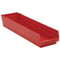 Bacs de rangement pour tablettes, 6-5/8" la x 4" H x 23-5/8" p, Rouge, Capacit&eacute; 50 lb Rock Safety Industrial Ltd