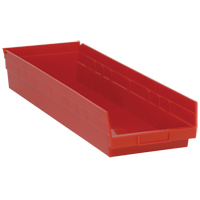Bacs de rangement pour tablettes, 8-3/8" la x 4" H x 23-5/8" p, Rouge, Capacit&eacute; 50 lb Rock Safety Industrial Ltd