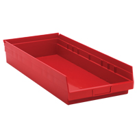 Bacs de rangement pour tablettes, 11-1/8" la x 4" H x 23-5/8" p, Rouge, Capacit&eacute; 50 lb Rock Safety Industrial Ltd