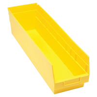 Store More Plastic Shelf Bins, 6-5/8" W x 6" H x 23-5/8" D, Yellow, 90 lbs. Capacity Rock Safety Industrial Ltd