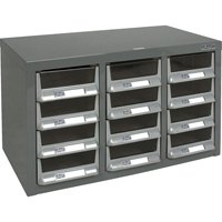 KPC-100 Parts Cabinet, Galvanized Steel, 12 Drawers, 23" x 11-2/5" x 13-4/5", Grey Rock Safety Industrial Ltd