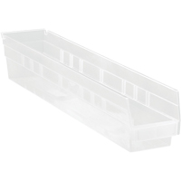 Bacs de rangement pour tablettes, 4-1/8" la x 4" H x 23-5/8" p, Transparent, Capacit&eacute; 50 lb Rock Safety Industrial Ltd