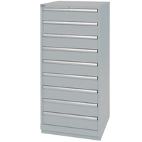 Drawer Cabinets, 9 Drawers, 28-1/4" W x 28-1/2" D x 59-1/2" H, Grey Rock Safety Industrial Ltd