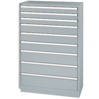 Drawer Cabinets, 9 Drawers, 40-1/4" W x 22-1/2" D x 59-1/2" H, Grey Rock Safety Industrial Ltd