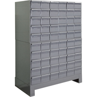 Armoires &agrave; tiroirs industriels avec base, 60 tiroirs, 34-1/8" la x 12-1/4" p x 48-1/8" h, Gris Rock Safety Industrial Ltd