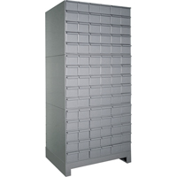 Armoires &agrave; tiroirs industriels avec base, 90 tiroirs, 34-1/8" la x 12-1/4" p x 69-1/8" h, Gris Rock Safety Industrial Ltd