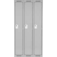 Clean Line Lockers, Bank of 3, 45" x 18" x 72", Steel, Grey, Rivet (Assembled) Rock Safety Industrial Ltd