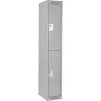Clean Line Lockers, 2 -tier, 12" x 18" x 72", Steel, Grey, Rivet (Assembled) Rock Safety Industrial Ltd