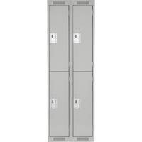 Clean Line Lockers, 2 -tier, Bank of 2, 24" x 18" x 72", Steel, Grey, Rivet (Assembled) Rock Safety Industrial Ltd